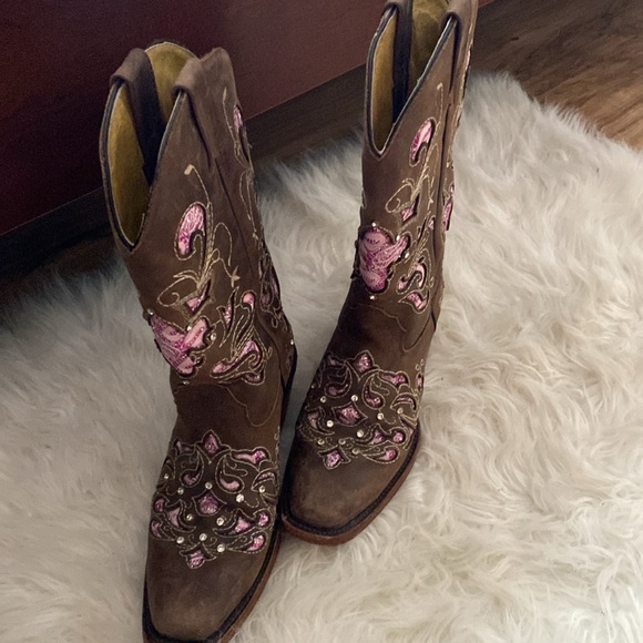 Brown and Pink Coquette Western Boots size 7 women’s - Picture 6 of 8